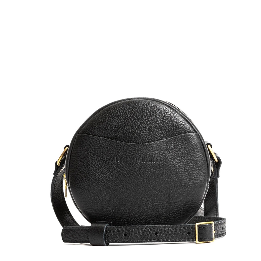 Portland Leather Small Black Round Crossbody Bag